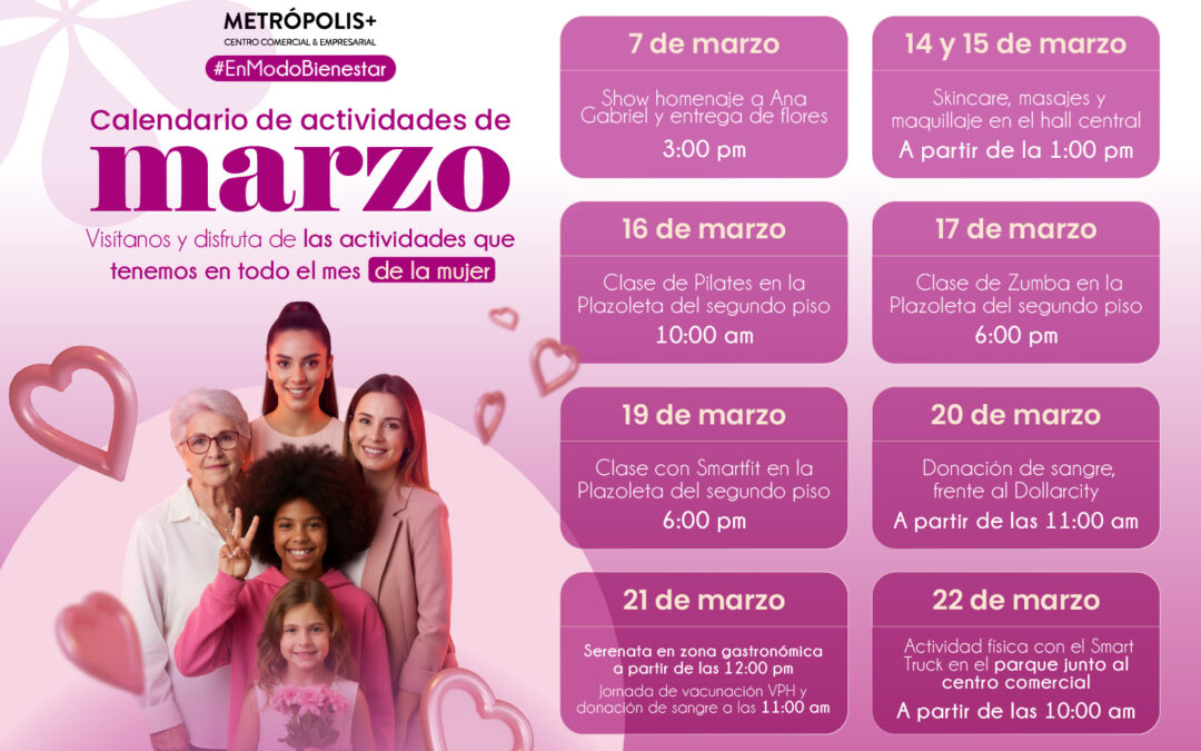 Mes de la Mujer en Metrópolis+: agenda de actividades